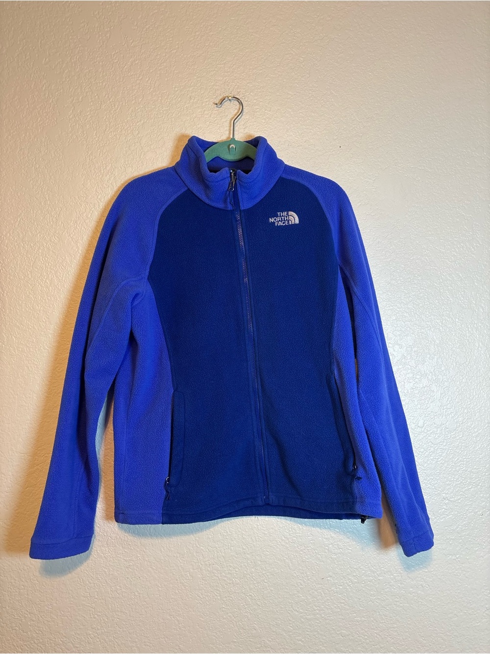 The North Face Fleece Zip Up Blue Duel Color Winter Fall Jacket Colorblock